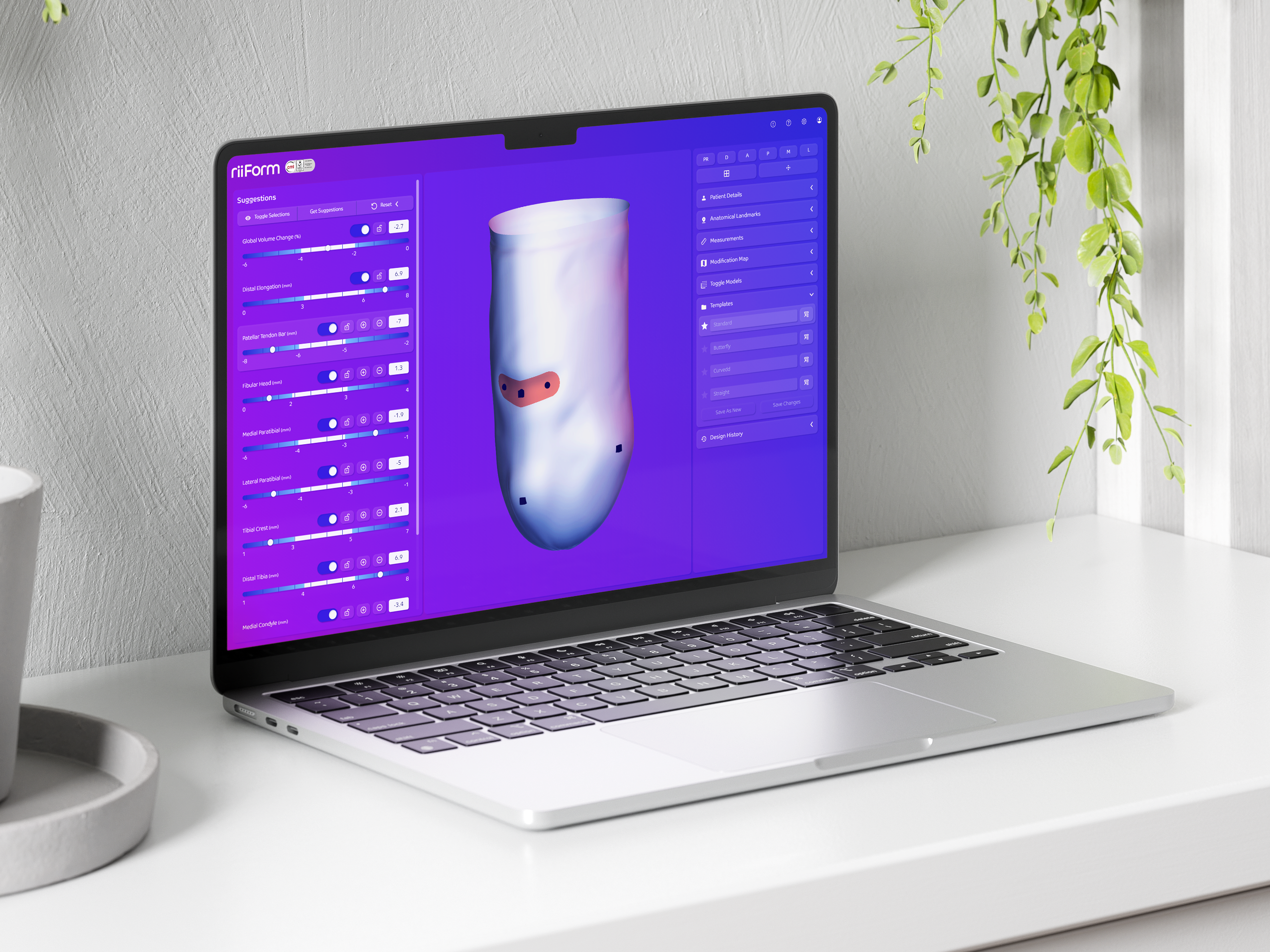 riiForm Fit suggestions on laptop
